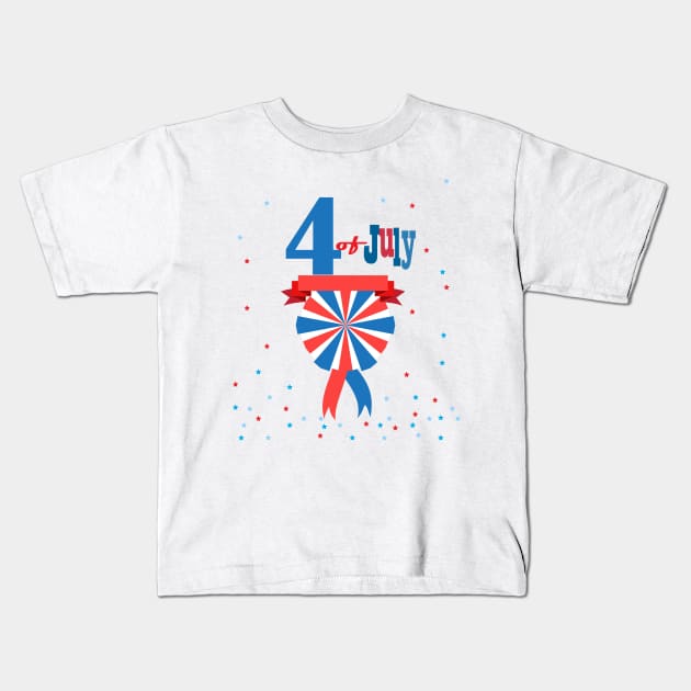 4th of July Happy Independence Day USA American Flag Patriotic Stars Blue Fireworks, Trendy Design. America flag us pattern, memorial day, veterans day, Father's day gifts and decoration collection Kids T-Shirt by sofiartmedia